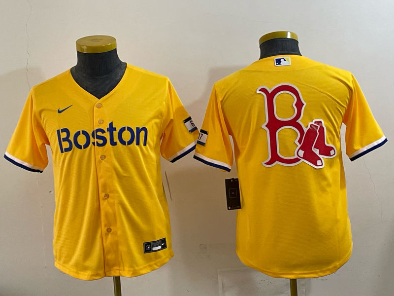 Youth Boston Red Sox blank yellow 2025 Nike MLB Jersey 02->youth mlb jersey->Youth Jersey